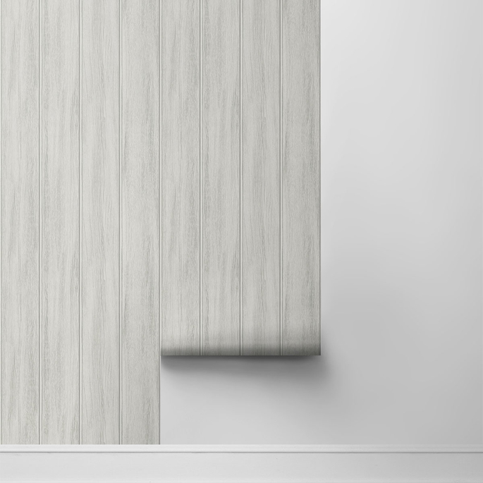 NextWall Peel &amp; Stick Wood Panel Weathered Grey Wallpaper image 2 of 4