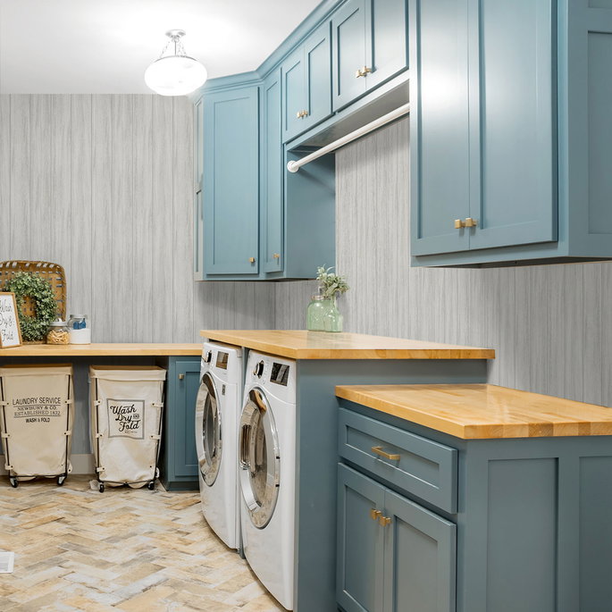 NextWall Peel &amp; Stick Wood Panel Weathered Grey Wallpaper image 3 of 4