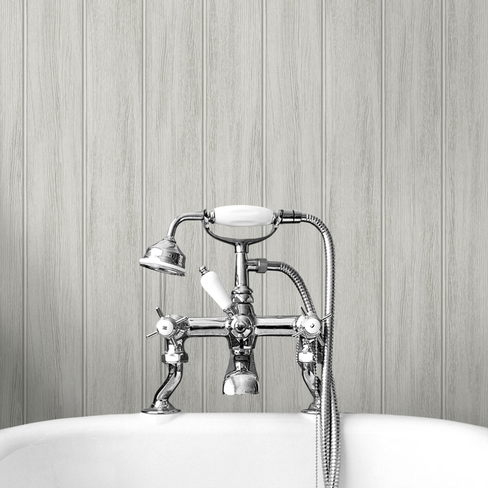NextWall Peel &amp; Stick Wood Panel Weathered Grey Wallpaper image 4 of 4
