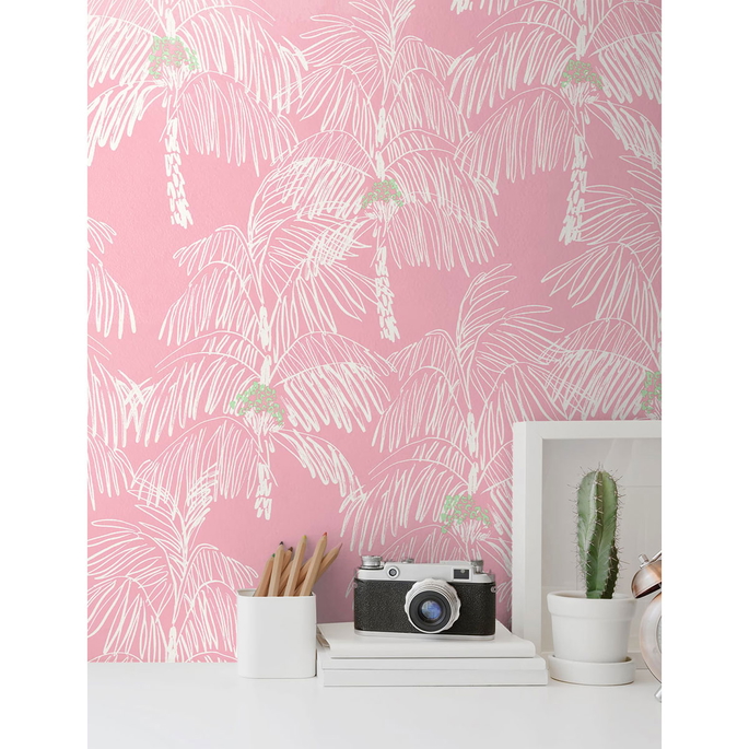 NextWall Peel &amp; Stick Palm Beach Flamingo Wallpaper image 2 of 4