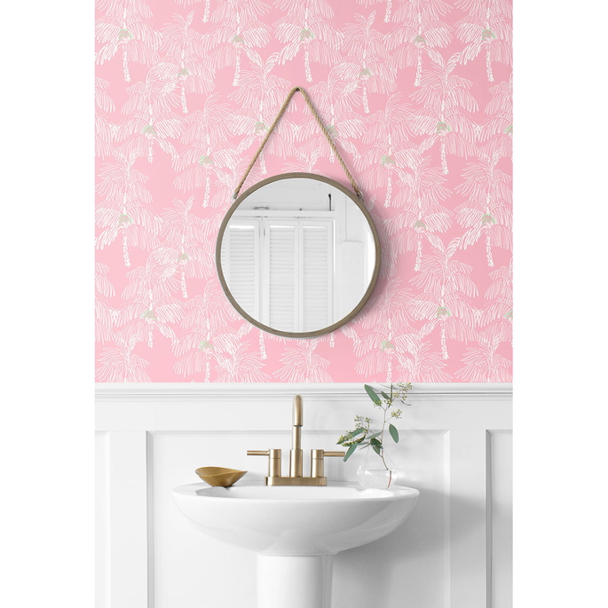 NextWall Peel &amp; Stick Palm Beach Flamingo Wallpaper image 3 of 4