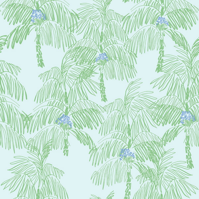 NextWall Peel &amp; Stick Palm Beach Baby Blue &amp; Seafoam Wallpaper image 1 of 5