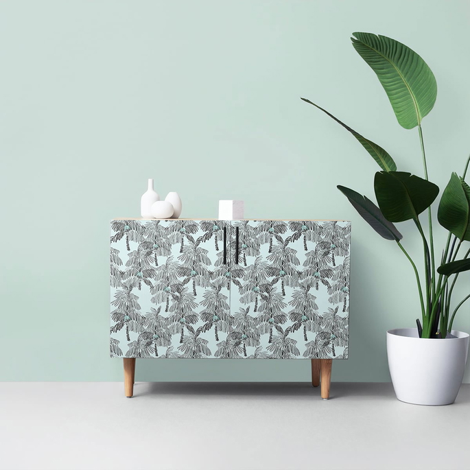 NextWall Peel &amp; Stick Palm Beach Sky Blue &amp; Black Wallpaper image 4 of 5