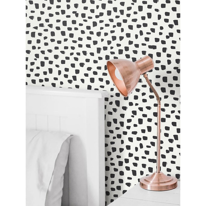 NextWall Peel &amp; Stick Speckled Dot Black &amp; White Wallpaper image 4 of 5