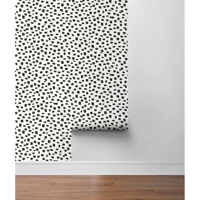 NextWall Peel &amp; Stick Speckled Dot Black &amp; White Wallpaper image 5 of 5