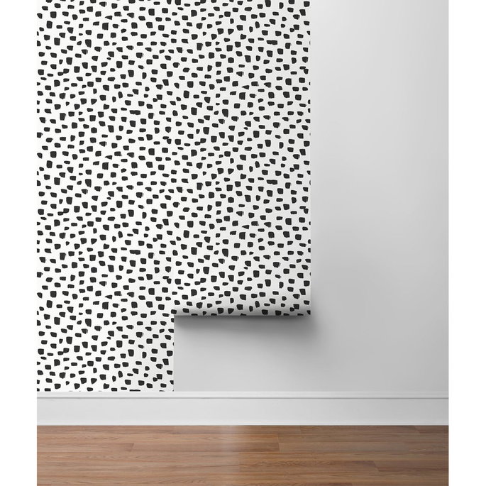 NextWall Peel &amp; Stick Speckled Dot Black &amp; White Wallpaper image 5 of 5
