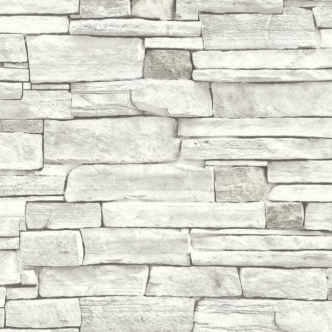 NextWall Peel &amp; Stick Stacked Stone Arctic Grey Wallpaper image 1 of 5