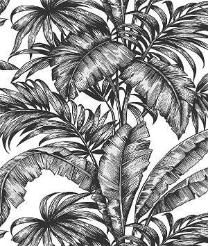 NextWall Peel & Stick Palm Jungle Ebony & Pearl Wallpaper