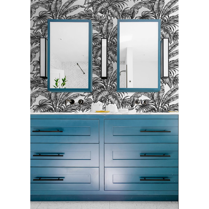 NextWall Peel &amp; Stick Palm Jungle Ebony &amp; Pearl Wallpaper image 4 of 5