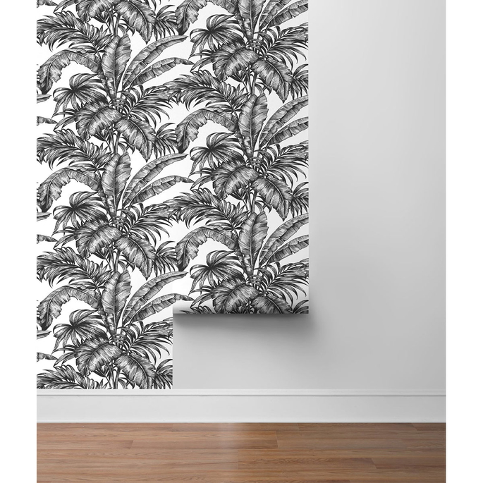 NextWall Peel &amp; Stick Palm Jungle Ebony &amp; Pearl Wallpaper image 5 of 5
