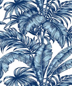 NextWall Peel & Stick Palm Jungle Marine Blue Wallpaper