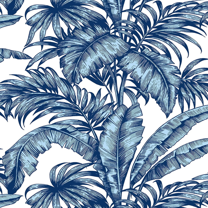 NextWall Peel &amp; Stick Palm Jungle Marine Blue Wallpaper image 1 of 5