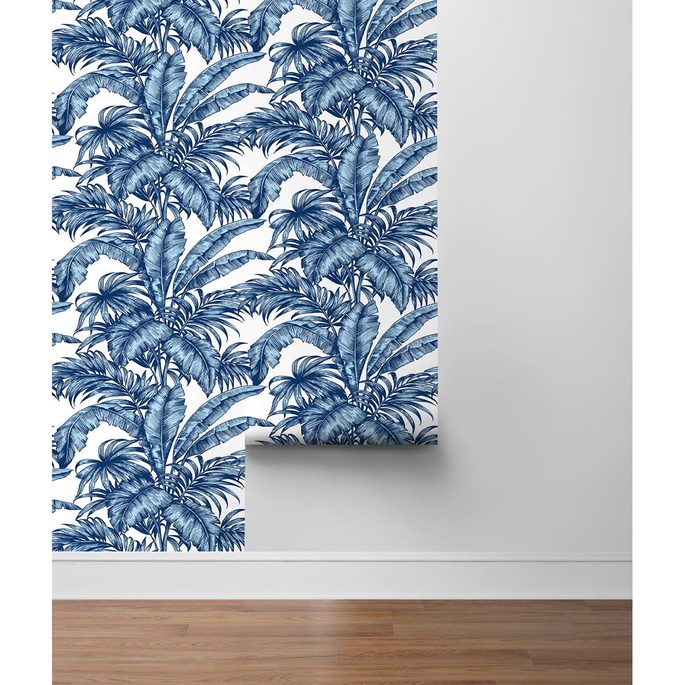 NextWall Peel &amp; Stick Palm Jungle Marine Blue Wallpaper image 5 of 5