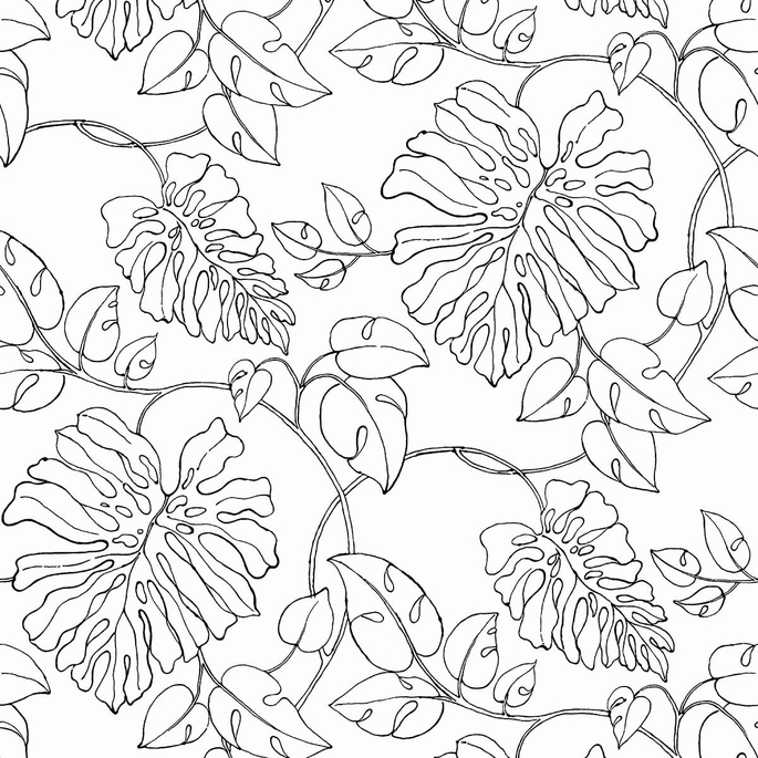 NextWall Peel &amp; Stick Tropical Linework Black &amp; White Wallpaper image 1 of 5