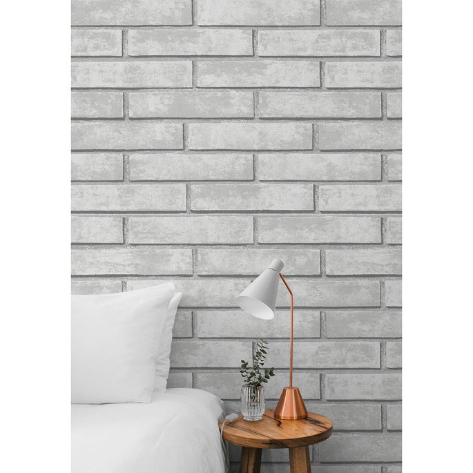 NextWall Peel &amp; Stick Monarch Brick Calcutta Grey Wallpaper image 2 of 5