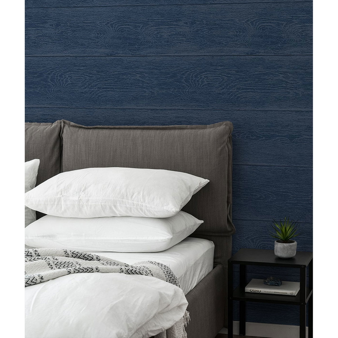 NextWall Peel &amp; Stick Woodgrain Navy Blue Wallpaper image 2 of 5