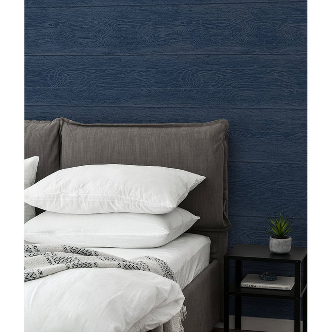 NextWall Peel &amp; Stick Woodgrain Navy Blue Wallpaper image 2 of 5