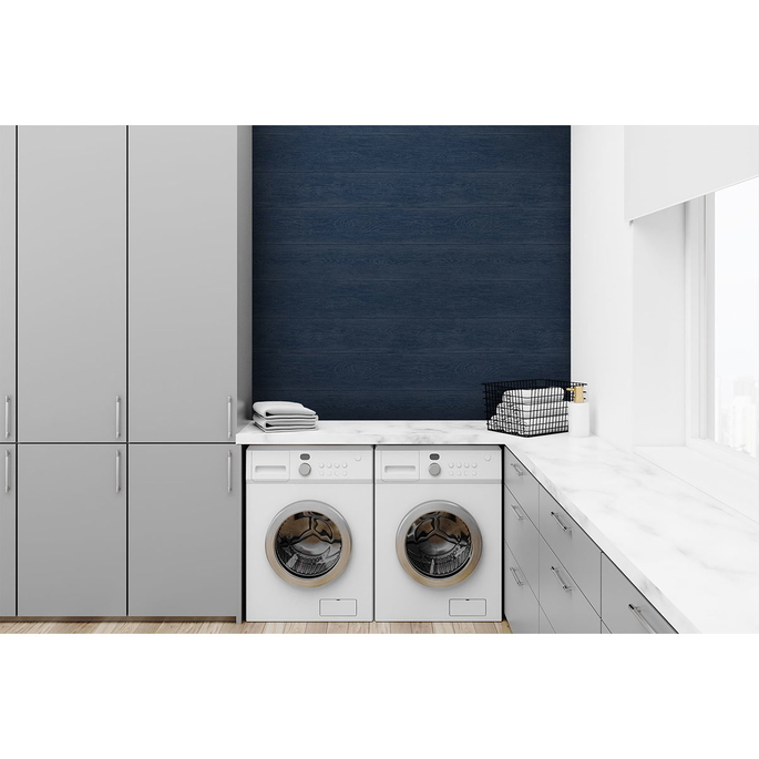 NextWall Peel &amp; Stick Woodgrain Navy Blue Wallpaper image 3 of 5