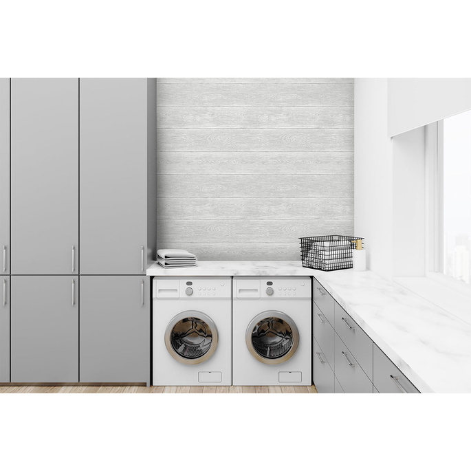 NextWall Peel &amp; Stick Woodgrain Harbor Grey Wallpaper image 3 of 5