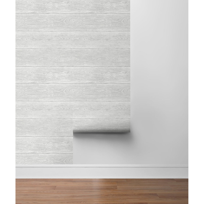 NextWall Peel &amp; Stick Woodgrain Harbor Grey Wallpaper image 5 of 5