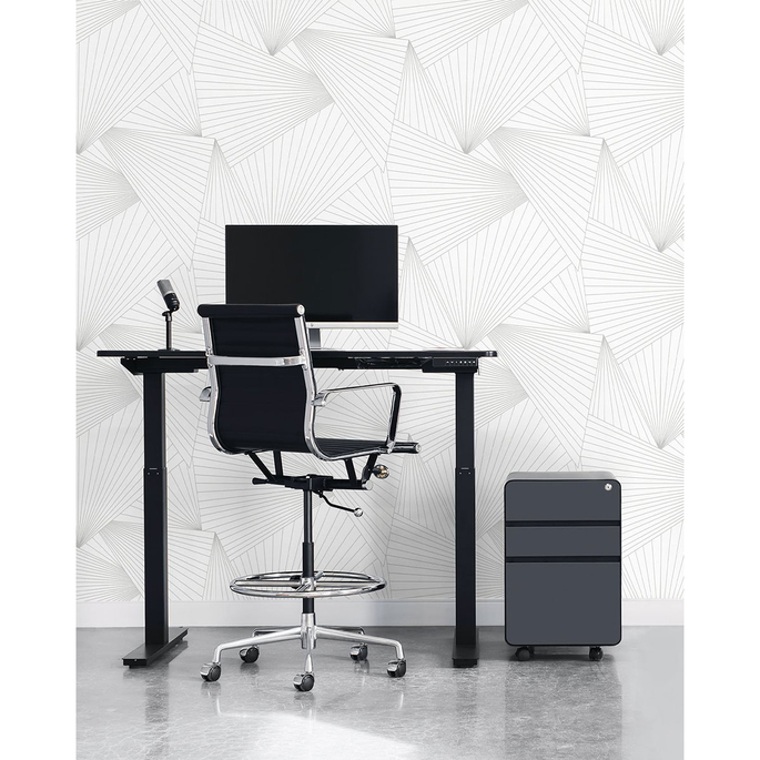 NextWall Peel &amp; Stick Ray Geo White &amp; Harbor Gray Wallpaper image 4 of 5