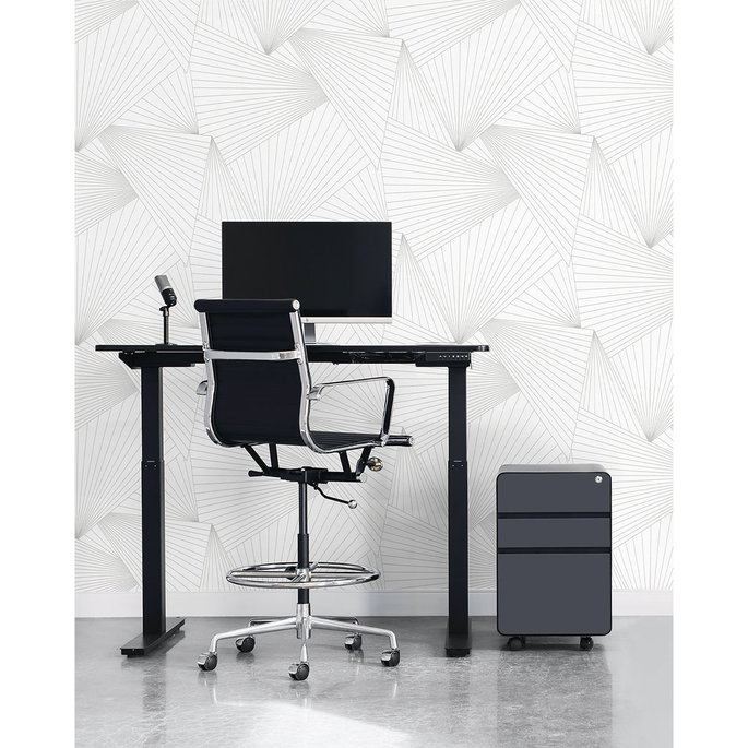 NextWall Peel &amp; Stick Ray Geo White &amp; Harbor Gray Wallpaper image 4 of 5