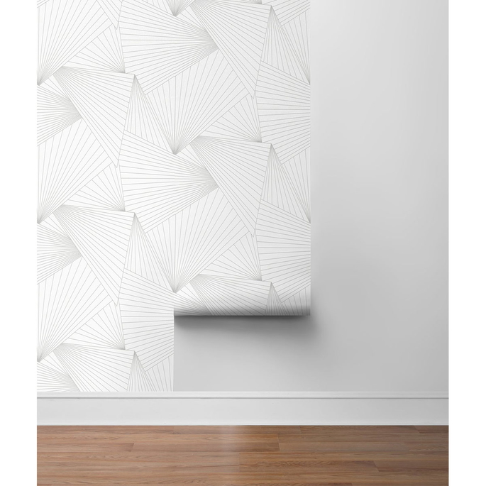 NextWall Peel &amp; Stick Ray Geo White &amp; Harbor Gray Wallpaper image 5 of 5