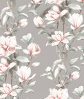 NextWall Peel & Stick Magnolia Trail Metallic Silver & Petal Pink Wallpaper