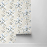 NextWall Peel & Stick Magnolia Trail Linen & French Blue Wallpaper