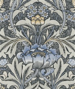 NextWall Peel & Stick Morris Flower Charcoal & Carolina Blue Wallpaper