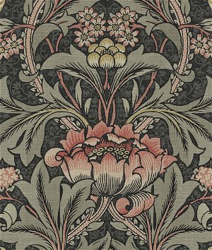 NextWall Peel & Stick Acanthus Floral Charcoal & Rosewood Wallpaper