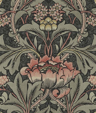 NextWall Peel & Stick Acanthus Floral Charcoal & Rosewood Wallpaper