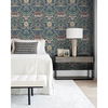 NextWall Peel & Stick Morris Flower Denim Blue & Salmon Wallpaper - Image 2