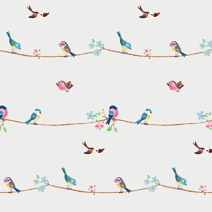 NextWall Peel &amp; Stick Sweet Tweet Multicolored Wallpaper image 1 of 4