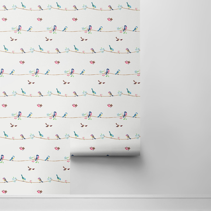 NextWall Peel &amp; Stick Sweet Tweet Multicolored Wallpaper image 2 of 4