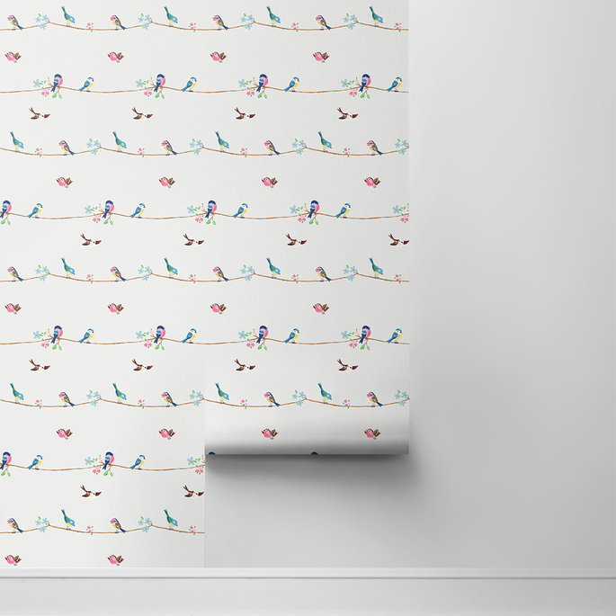 NextWall Peel &amp; Stick Sweet Tweet Multicolored Wallpaper image 2 of 4
