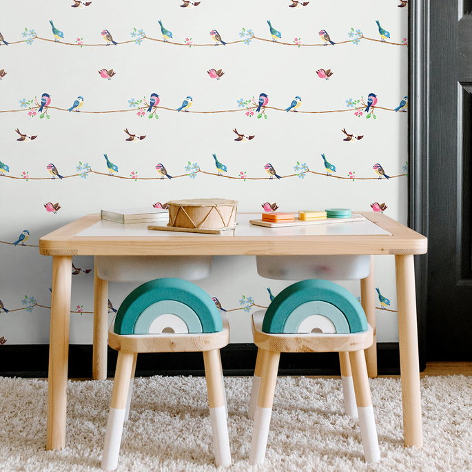 NextWall Peel &amp; Stick Sweet Tweet Multicolored Wallpaper image 3 of 4