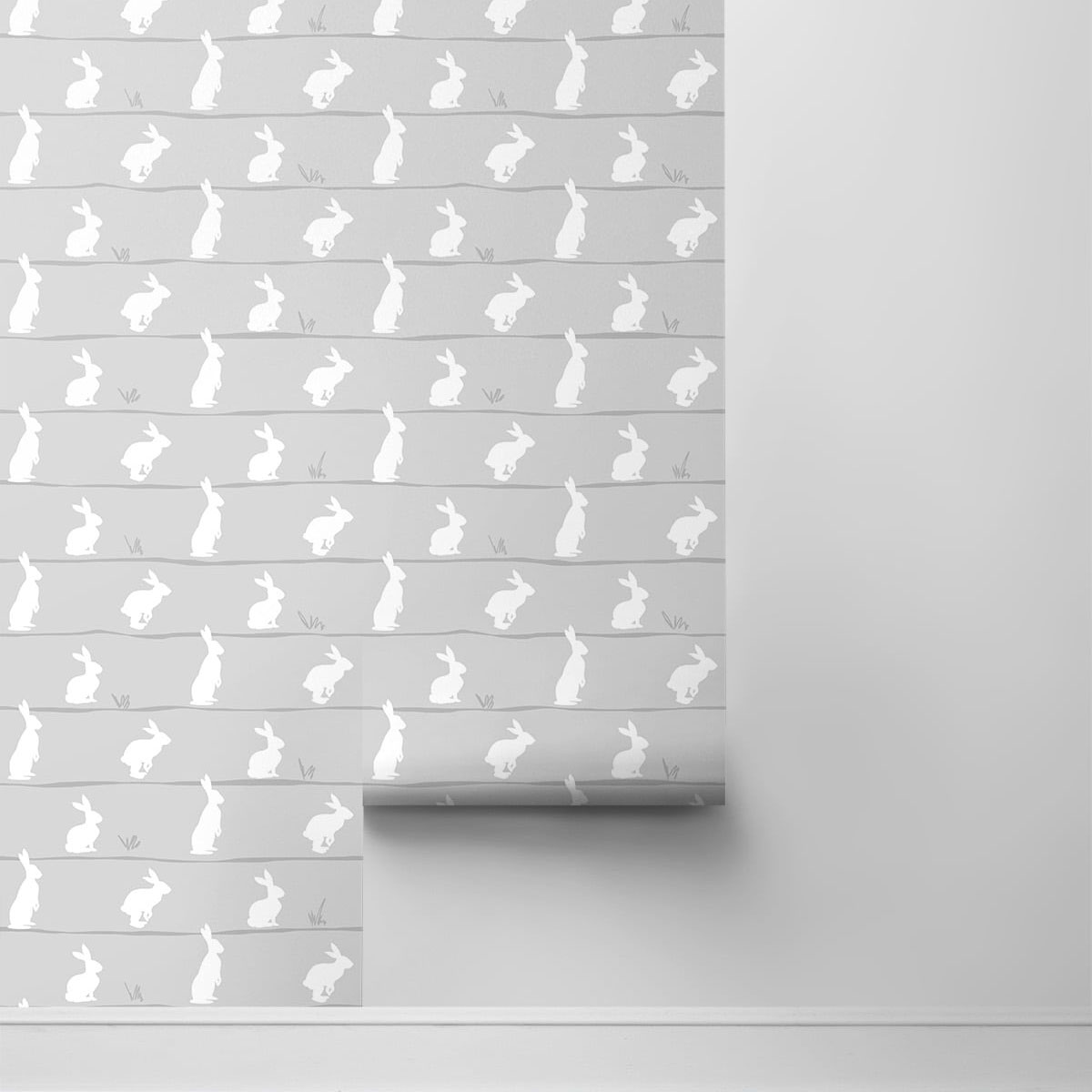 NextWall Peel & Stick Bunny Trail Daydream Grey Wallpaper