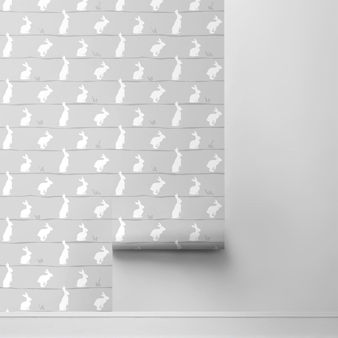 NextWall Peel &amp; Stick Bunny Trail Daydream Grey Wallpaper image 2 of 4