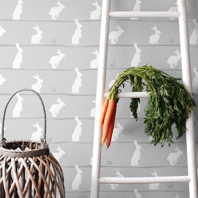 NextWall Peel &amp; Stick Bunny Trail Daydream Grey Wallpaper image 4 of 4