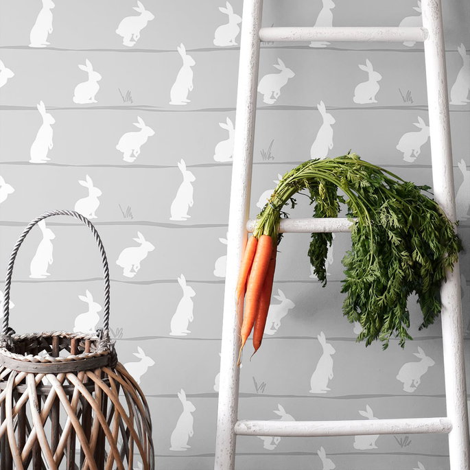 NextWall Peel &amp; Stick Bunny Trail Daydream Grey Wallpaper image 4 of 4