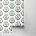 NextWall Peel &amp; Stick Spring Damask Bluestone &amp; Grey Wallpaper thumbnail image 2 of 4