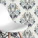 NextWall Peel &amp; Stick Spring Damask Bluestone &amp; Grey Wallpaper thumbnail image 3 of 4