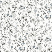 NextWall Peel & Stick Wildflowers  Charcoal & Bluestone Wallpaper