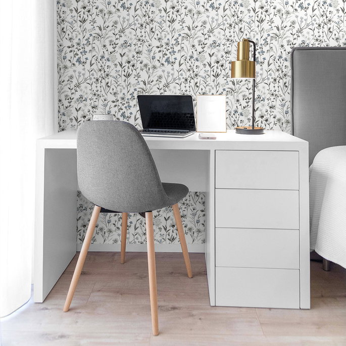 NextWall Peel &amp; Stick Wildflowers  Charcoal &amp; Bluestone Wallpaper image 3 of 3