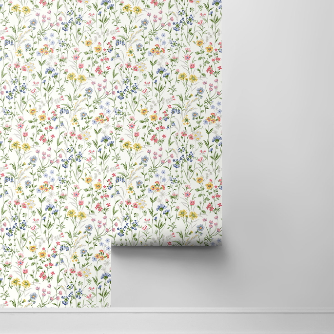 NextWall Peel &amp; Stick Wildflowers Multicolored Wallpaper image 2 of 4