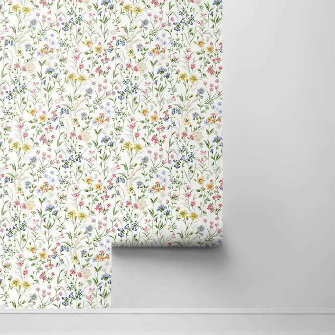 NextWall Peel &amp; Stick Wildflowers Multicolored Wallpaper image 2 of 4