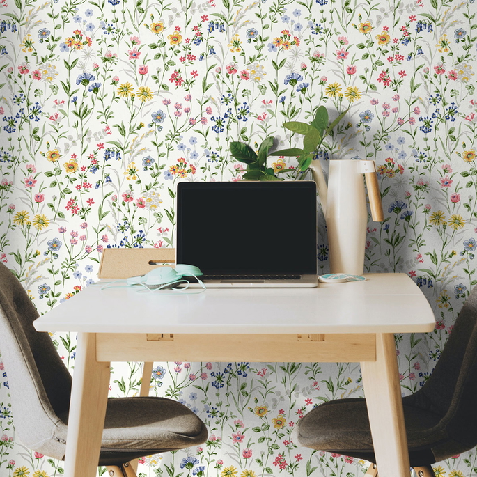 NextWall Peel &amp; Stick Wildflowers Multicolored Wallpaper image 4 of 4