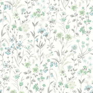 NextWall Peel & Stick Wildflowers Dew Drop & Spring Green Wallpaper