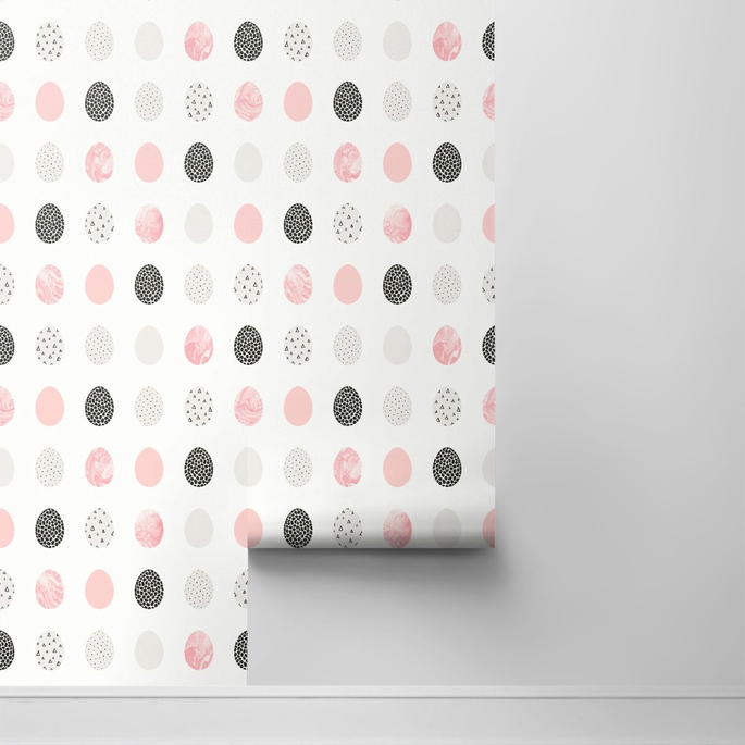 NextWall Peel &amp; Stick Mod Eggs Pink &amp; Black Wallpaper image 2 of 4